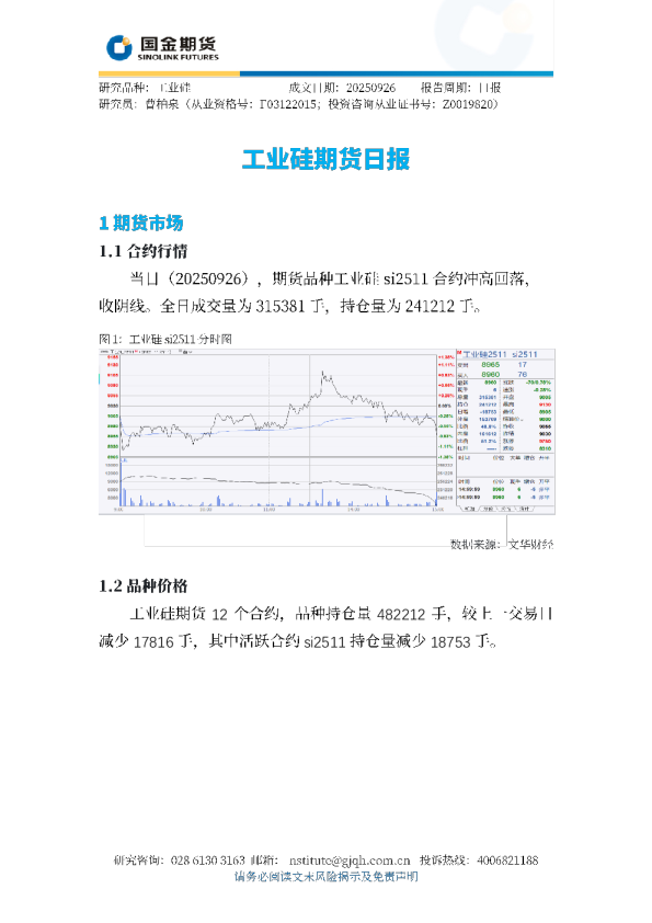 工业硅期货日报