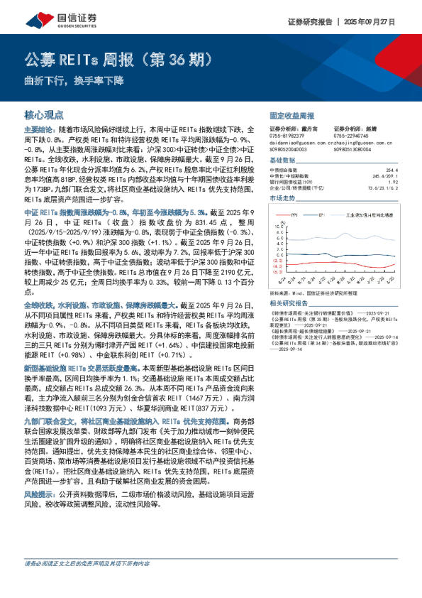 公募 REITs 周报（第 36 期）