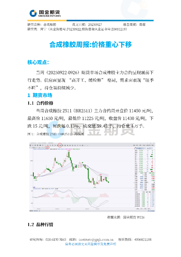 合成橡胶周报：价格重心下移