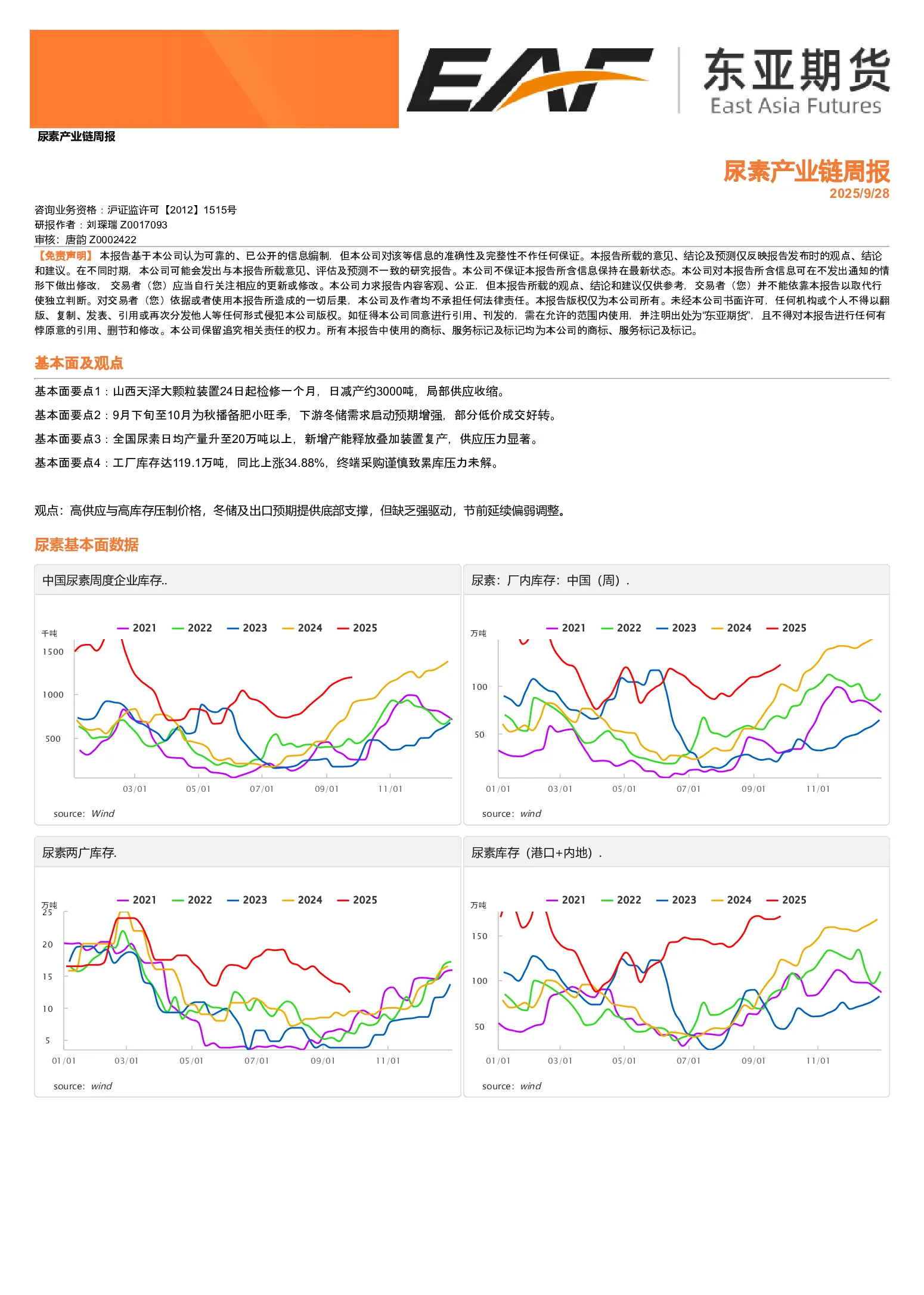 尿素产业链周报