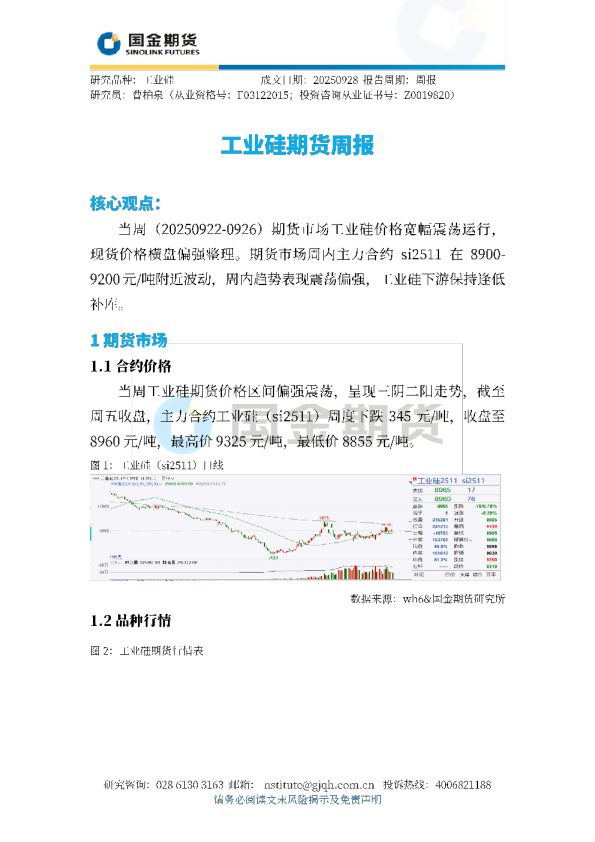 工业硅期货周报