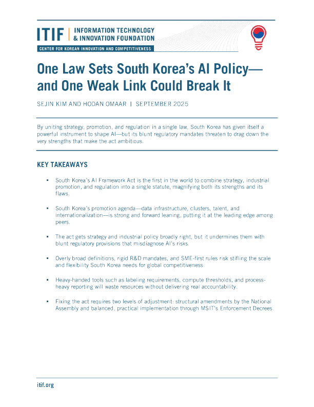 一项法律制定了韩国的人工智能政策，一个薄弱环节可能会打破它