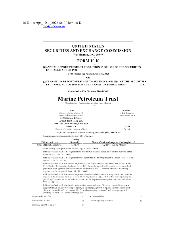 海洋石油信托 2024年度报告