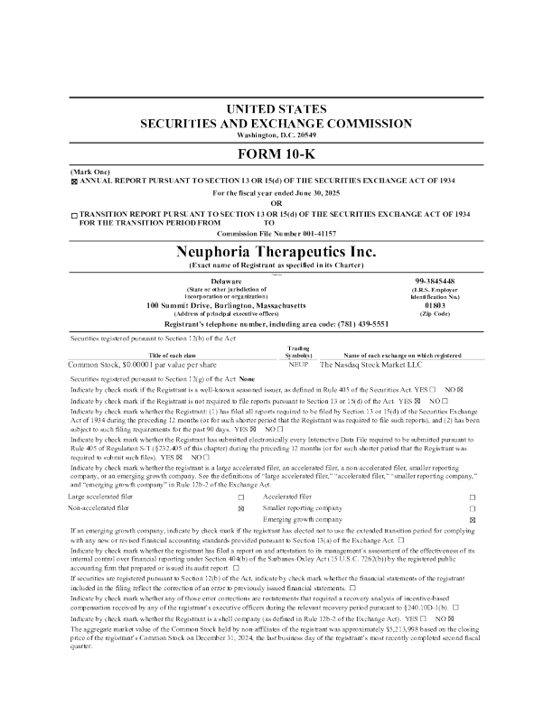 Neuphoria Therapeutics 2024年度报告