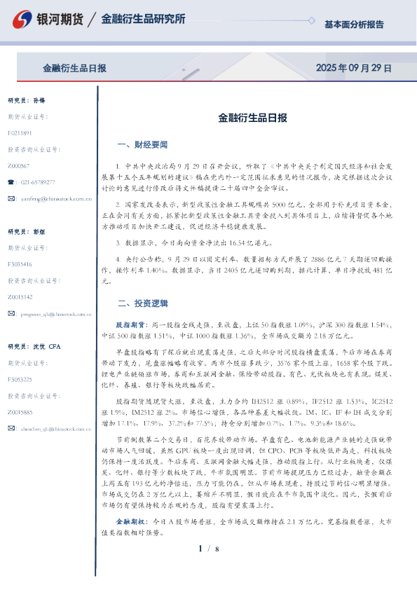 银河期货金融衍生品日报