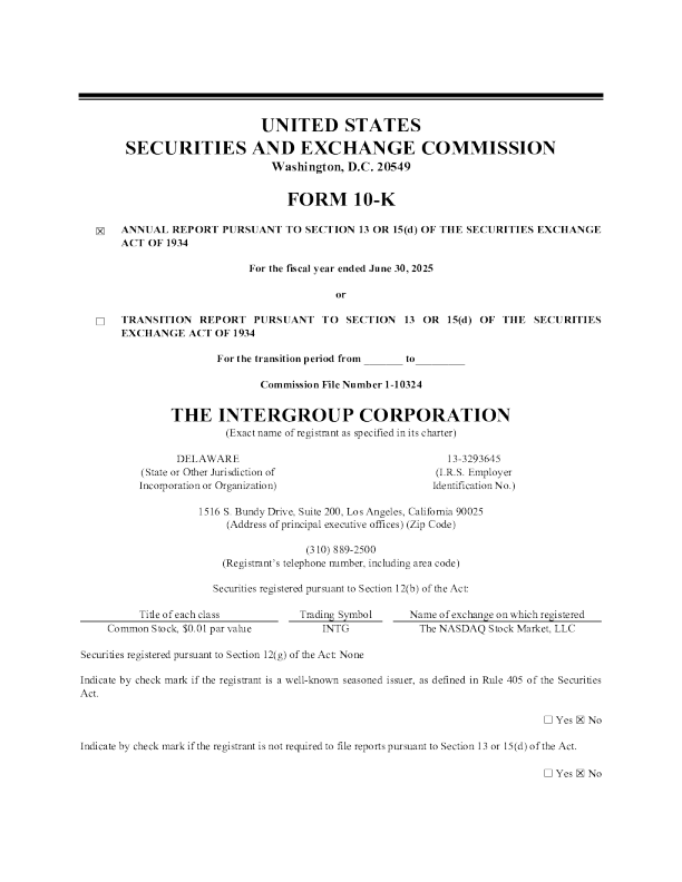 The InterGroup Corp 2024年度报告