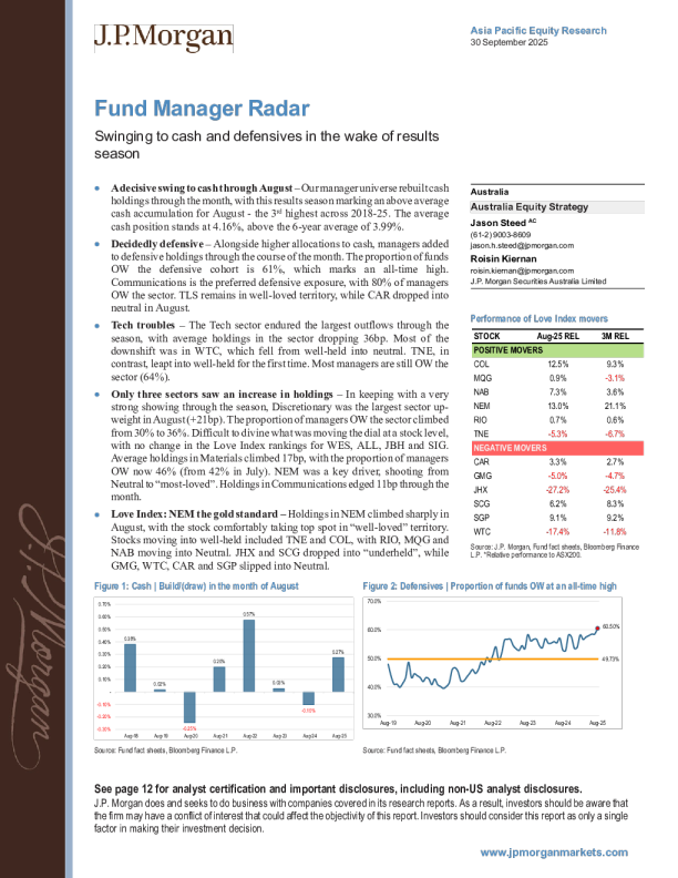 基金经理雷达：业绩季过后转向现金和防御性资产