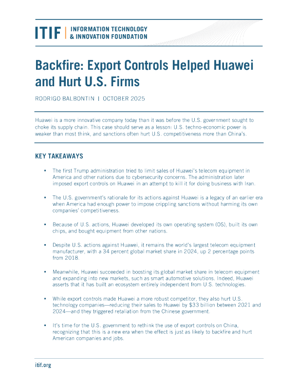 逆火：出口管制帮助华为，伤害美国企业