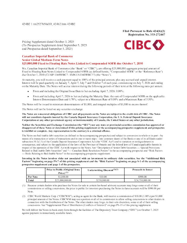 加拿大帝国商业银行美股招股说明书(2025-10-06版)