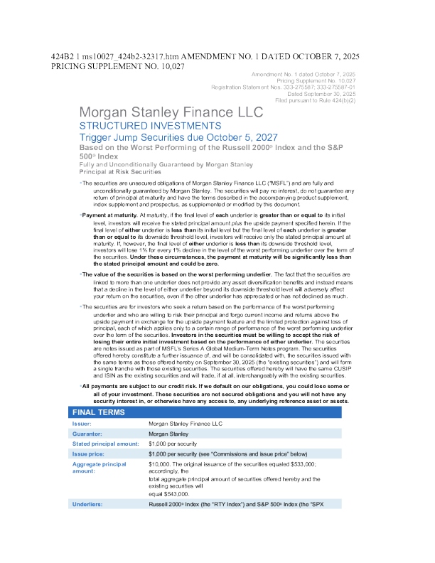 摩根士丹利美股招股说明书(2025-10-07版)