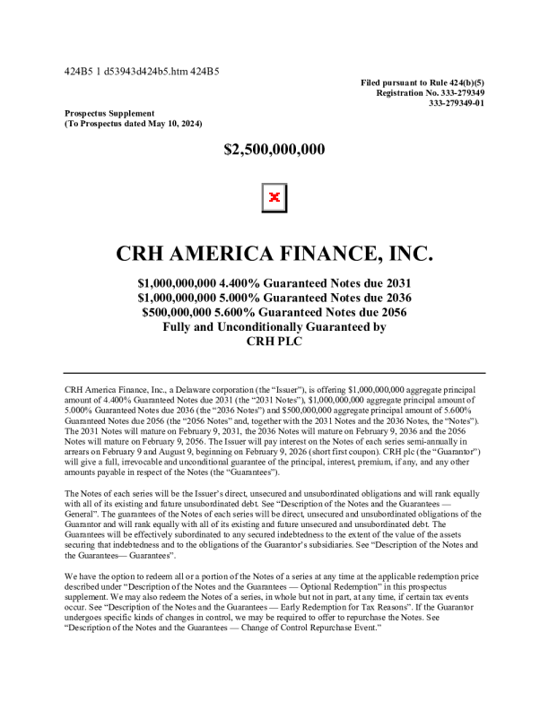 CRH水泥美股招股说明书(2025-10-07版)