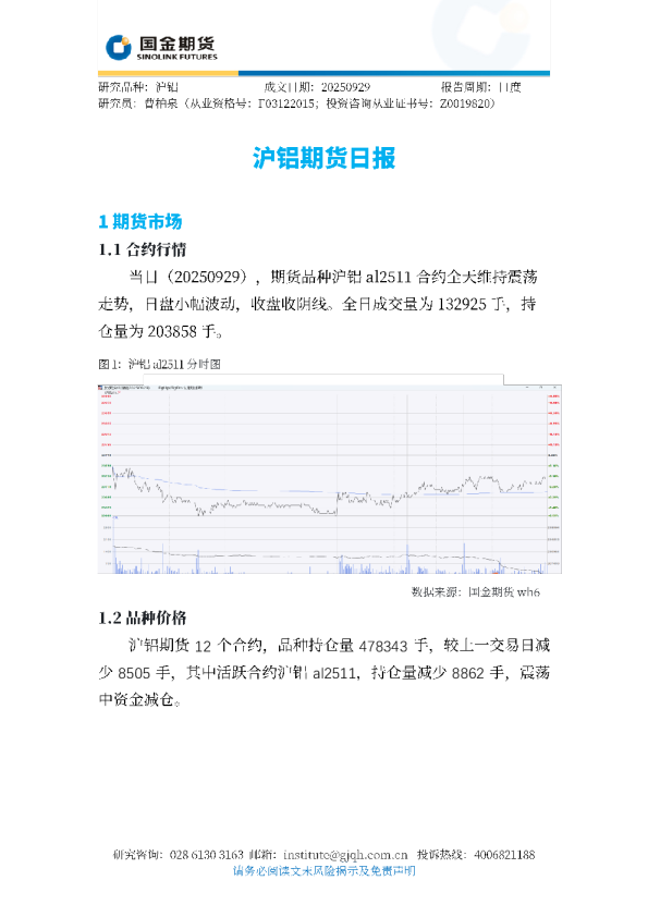 沪铝期货日报