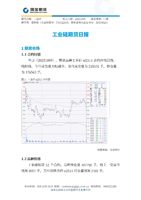 工业硅期货日报