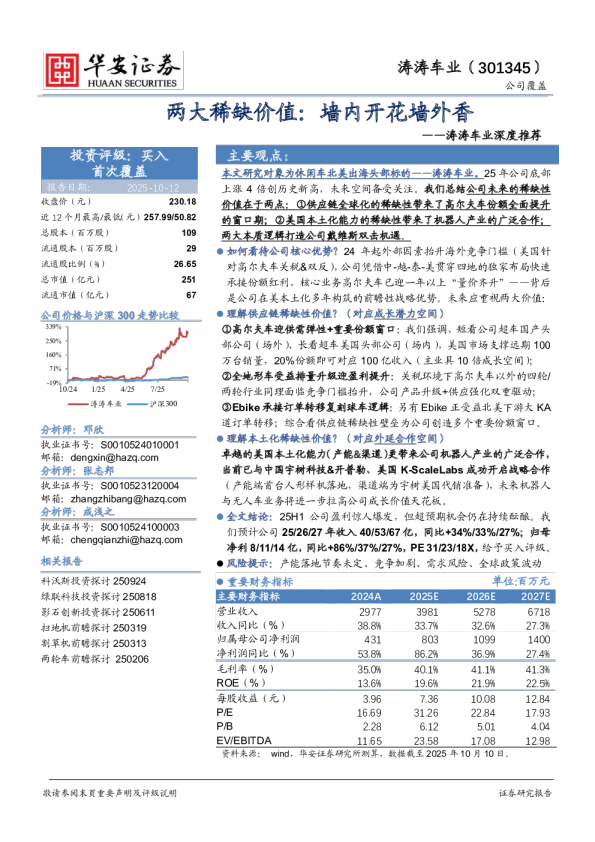 涛涛车业深度推荐：两大稀缺价值：墙内开花墙外香