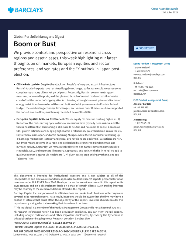 全球投资组合经理摘要：繁荣还是萧条