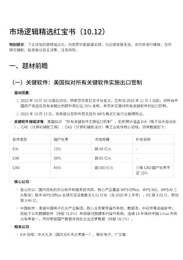 市场逻辑精选红宝书(10.12)