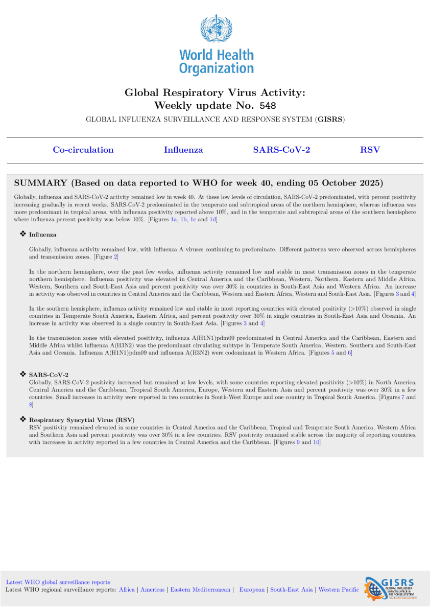 流感最新消息第548号