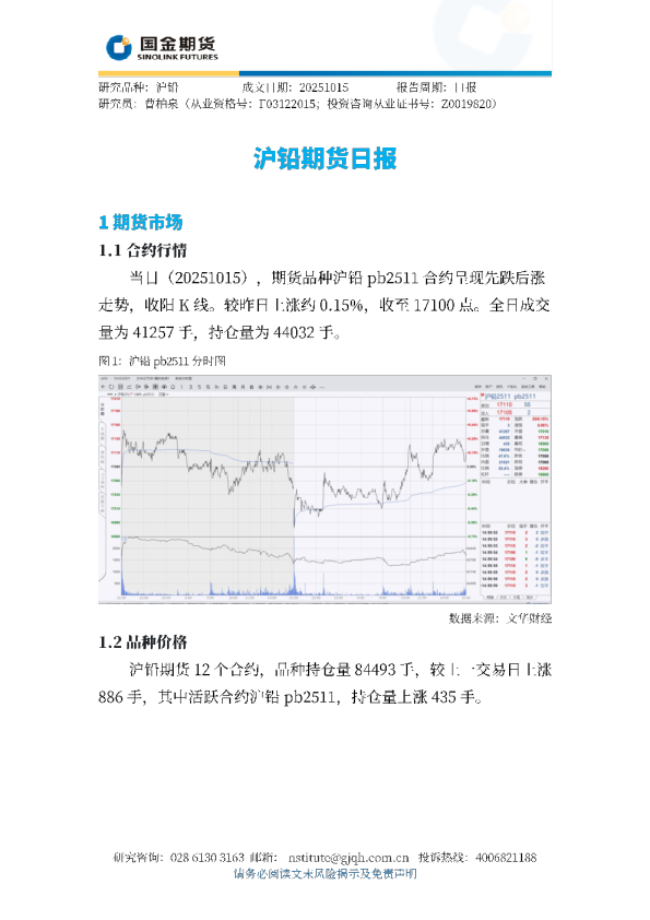 沪铅期货日报