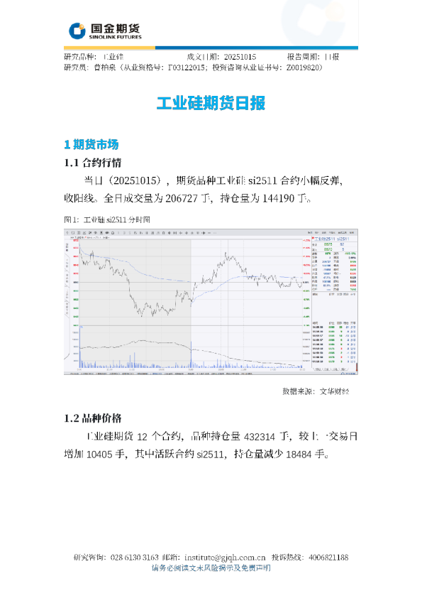 工业硅期货日报