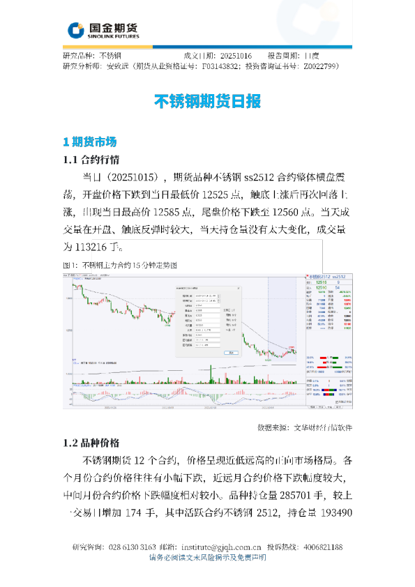 不锈钢期货日报