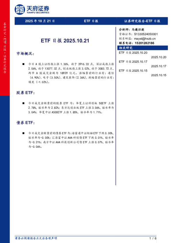 ETF日报2025.10.21