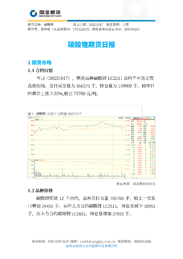 碳酸锂期货日报