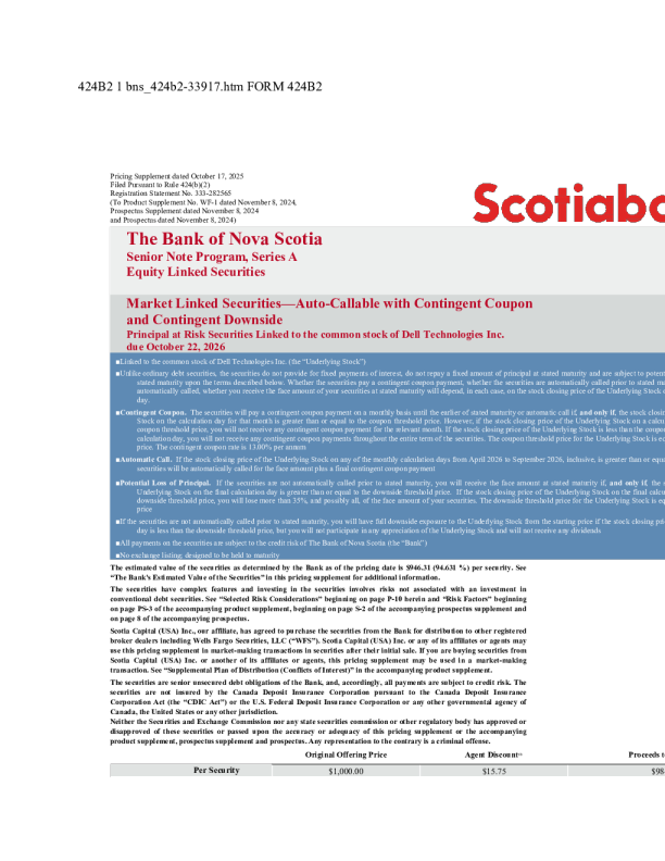 加拿大丰业银行美股招股说明书(2025-10-21版)