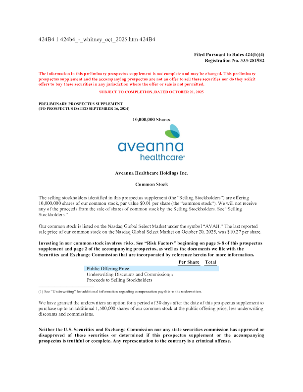 Aveanna Healthcare Holdings Inc美股招股说明书(2025-10-21版)