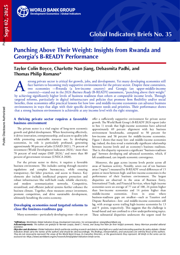 超越他们的重量：来自卢旺达和格鲁吉亚B-READY表现的见解