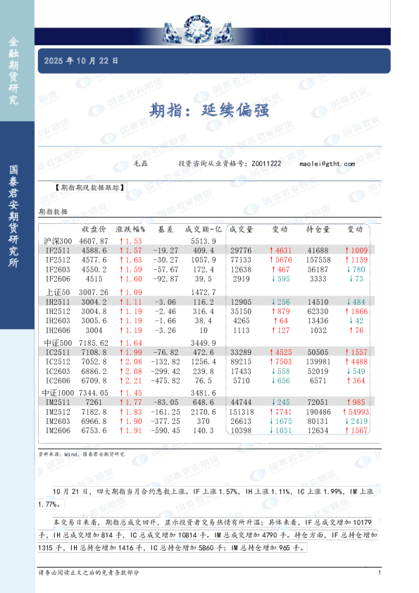 期指：延续偏强