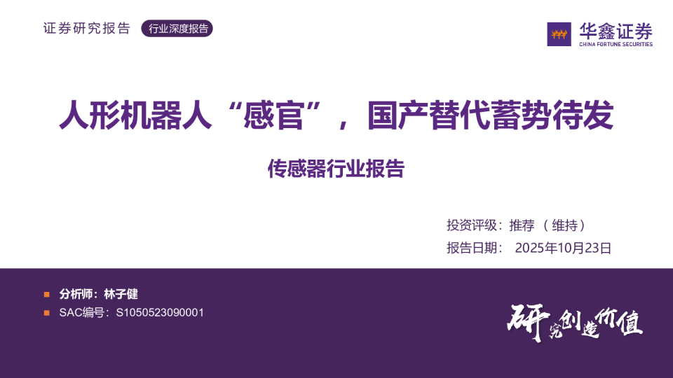 人形机器人“感官”，国产替代蓄势待发