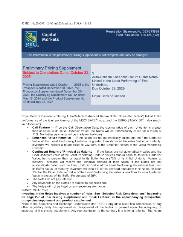 加拿大皇家银行美股招股说明书(2025-10-23版)