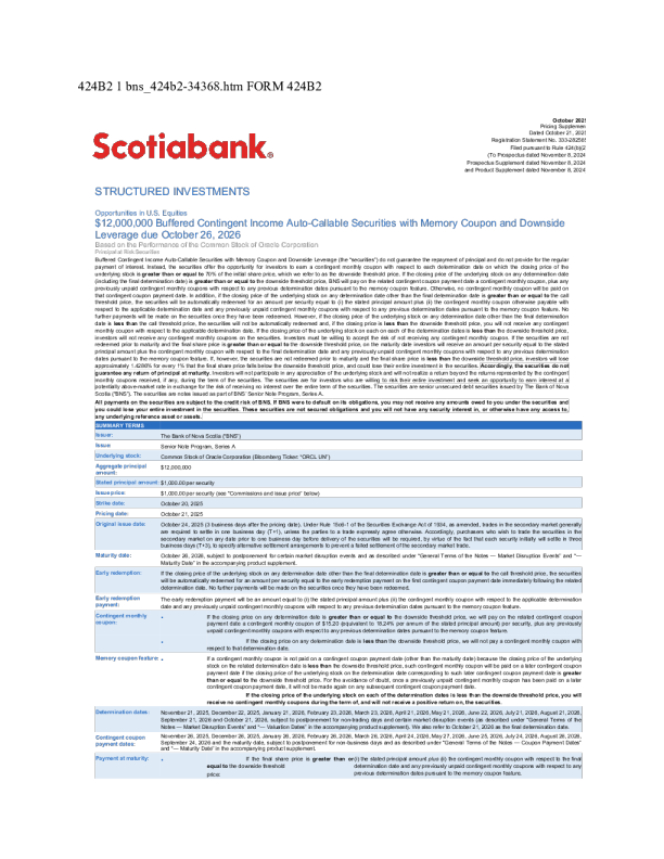 加拿大丰业银行美股招股说明书(2025-10-23版)