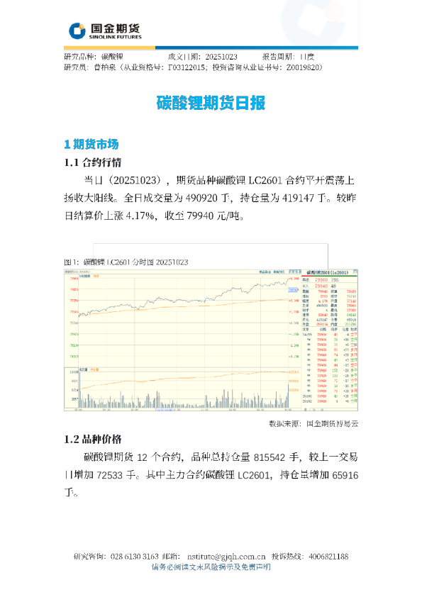 碳酸锂期货日报