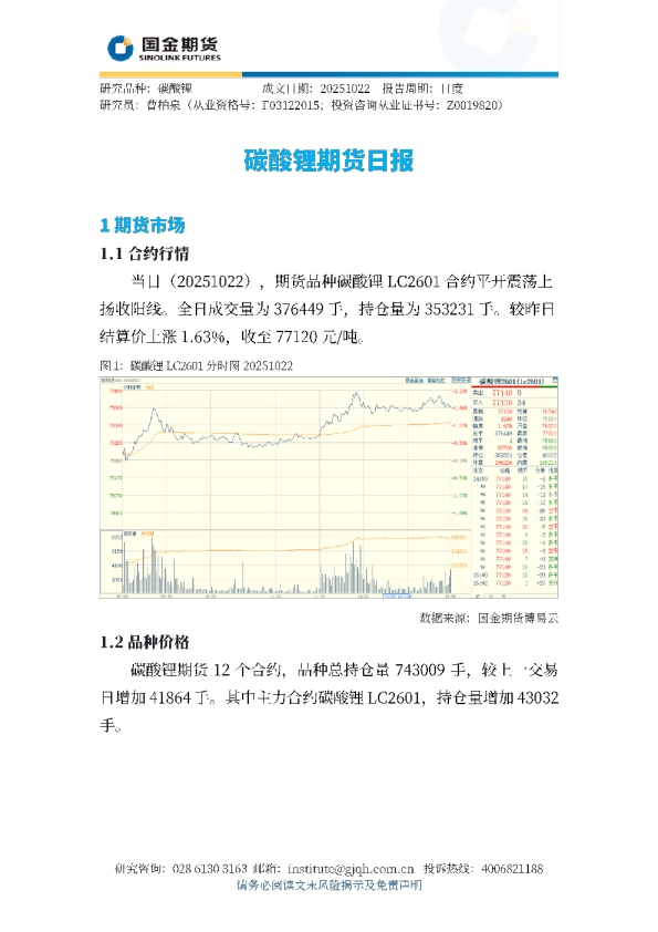 碳酸锂期货日报
