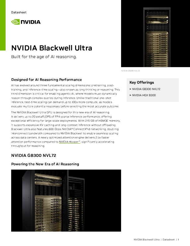 NVIDIA Blackwell Ultra 数据手册