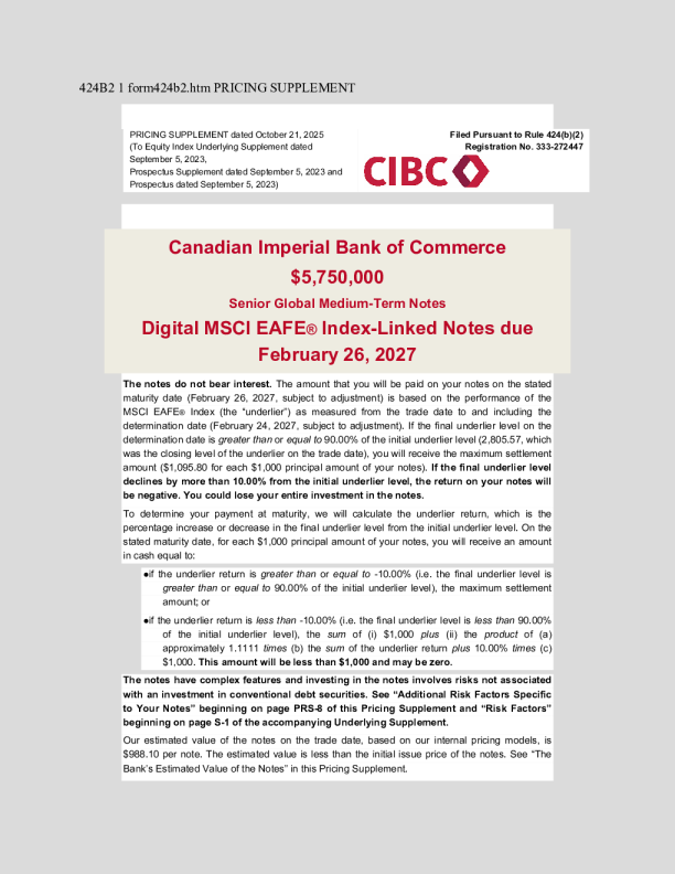 加拿大帝国商业银行美股招股说明书(2025-10-24版)
