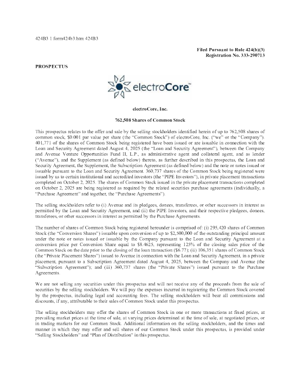 electroCore Inc美股招股说明书(2025-10-24版)