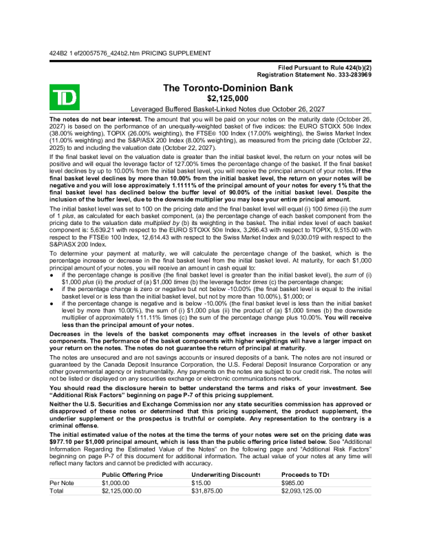 道明银行美股招股说明书(2025-10-24版)