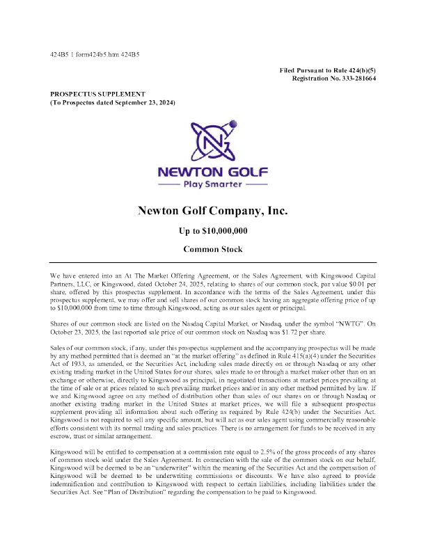 牛顿高尔夫有限公司美股招股说明书(2025-10-24版)