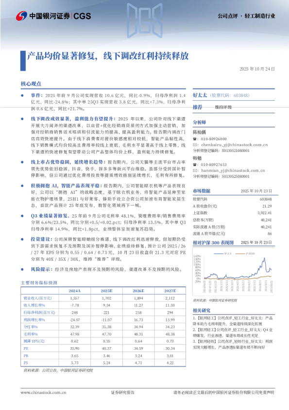 产品均价显著修复，线下调改红利持续释放