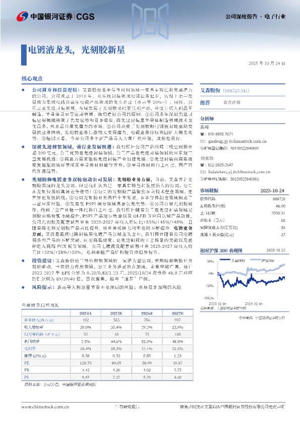 电镀液龙头，光刻胶新星