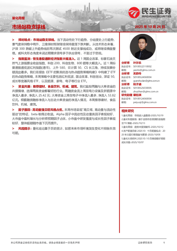 量化周报：市场站稳支撑线