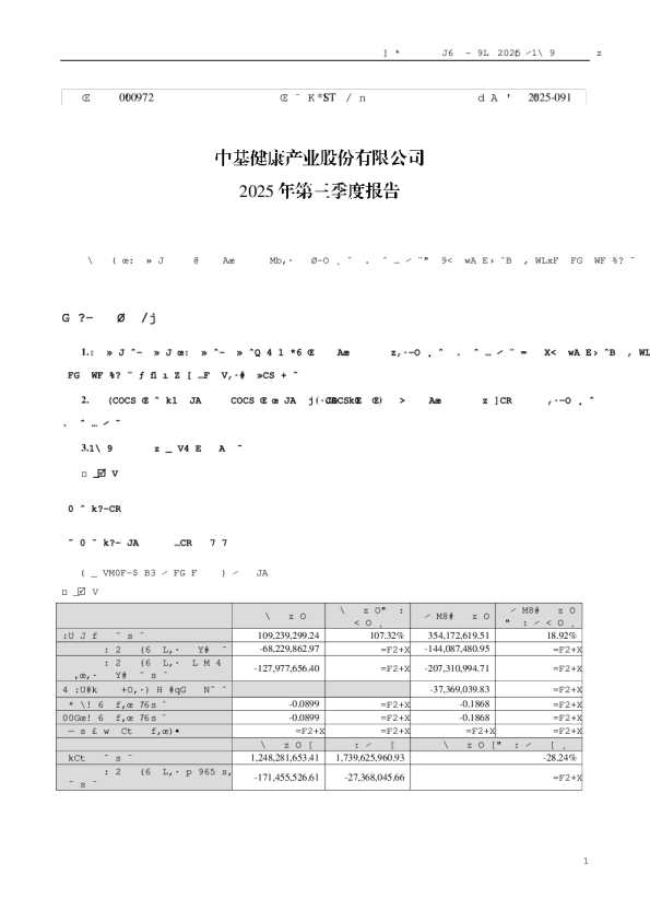*ST中基：2025年三季度报告