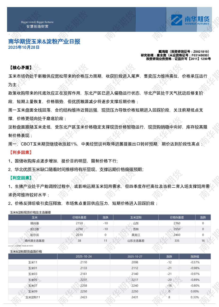 玉米&淀粉产业日报