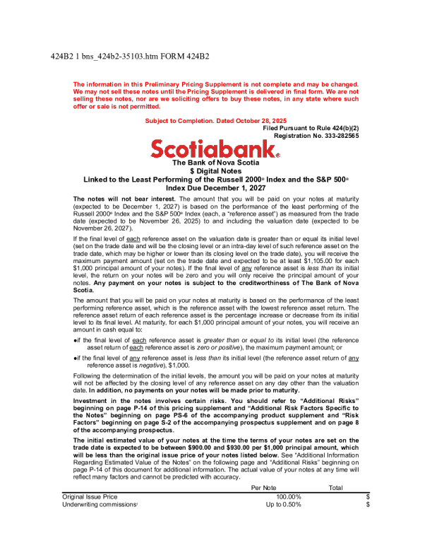 加拿大丰业银行美股招股说明书(2025-10-28版)