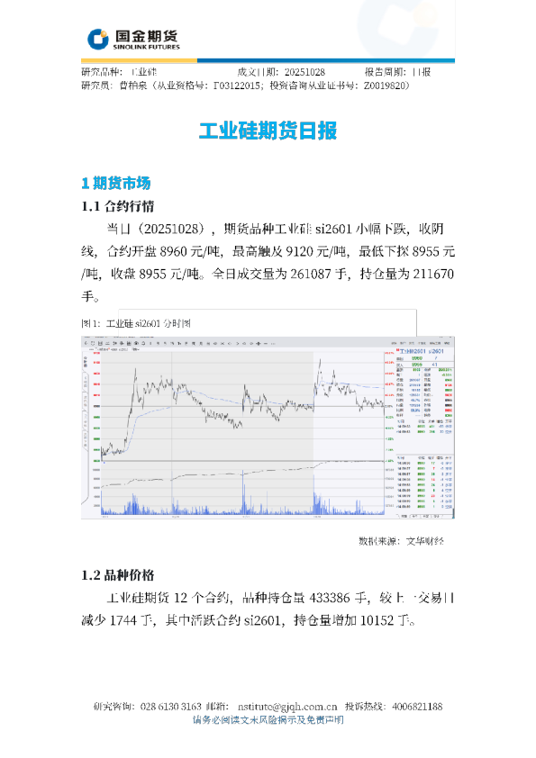 工业硅期货日报