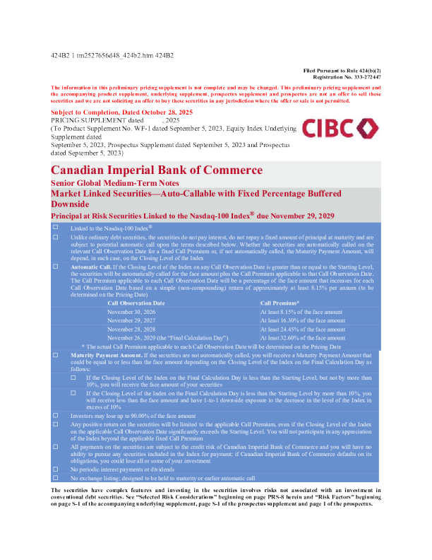 加拿大帝国商业银行美股招股说明书(2025-10-29版)
