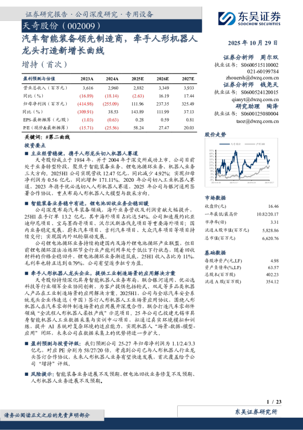 汽车智能装备领先制造商,牵手人形机器人龙头打造新增长曲线