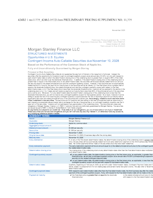 摩根士丹利美股招股说明书(2025-10-29版)